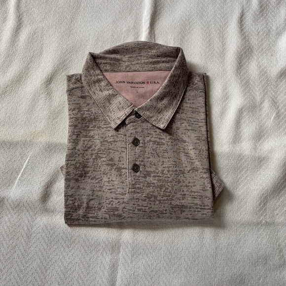 COPY - John Varvatos Polo Shirt, Size L, Light Pink/Taupe - Picture 2 of 8